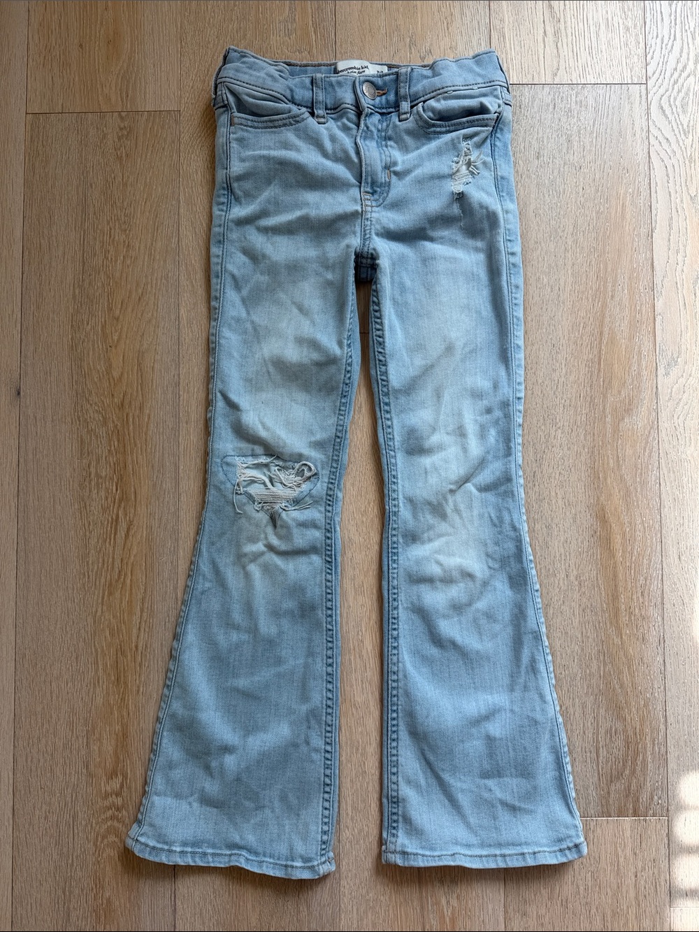 abercrombie kids Light Blue Distressed Flared Jeans